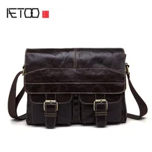 AETOO мужская кожаная сумка, мужская сумка на плечо, трициклы, двойной карман, сумка-мессенджер, мужская сумка