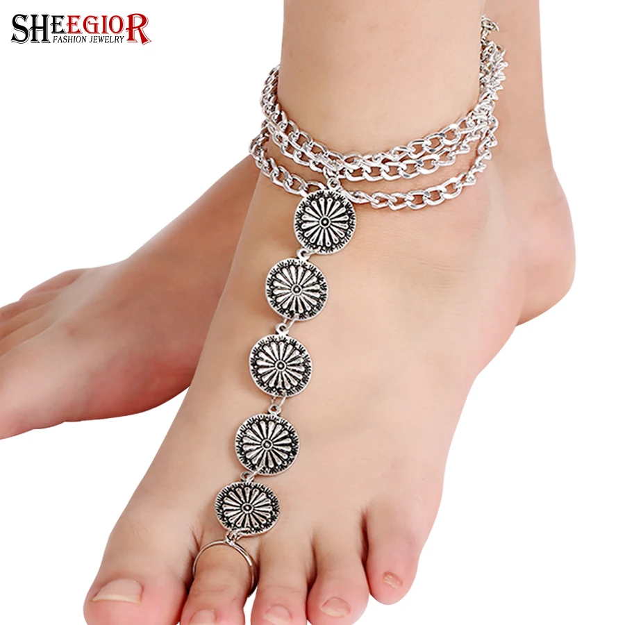 Buy SHEEGIOR Vintage Coin Anklets for Women Boho Retro