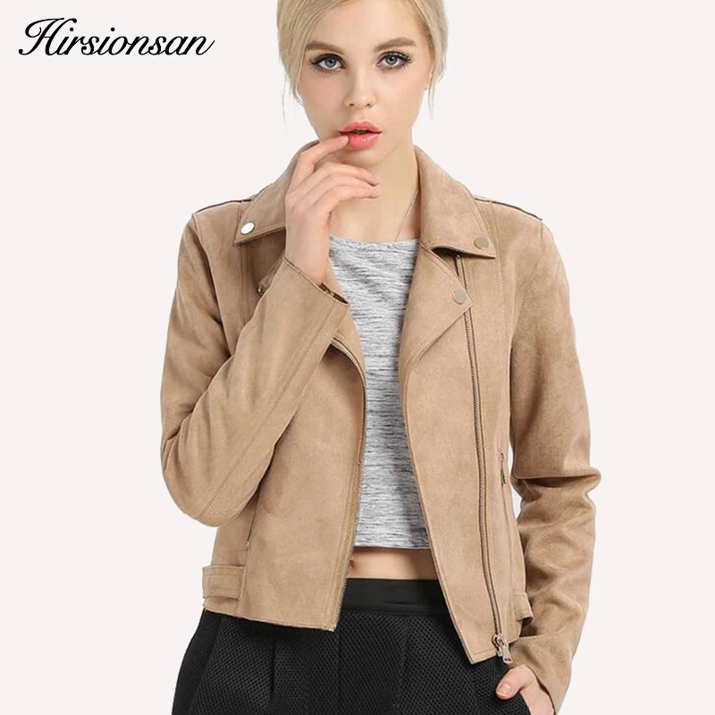 2017 Весна Новая Мода Замши отложным Collor Куртка Slim С Длинным Рукавом Короткие