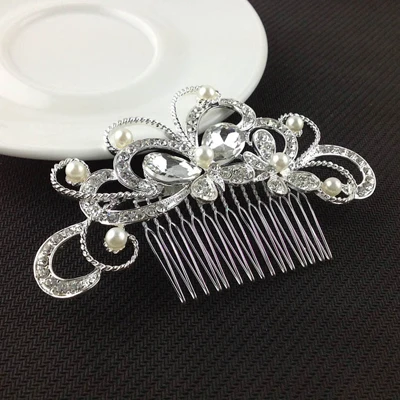 diamante and pearl hair combs