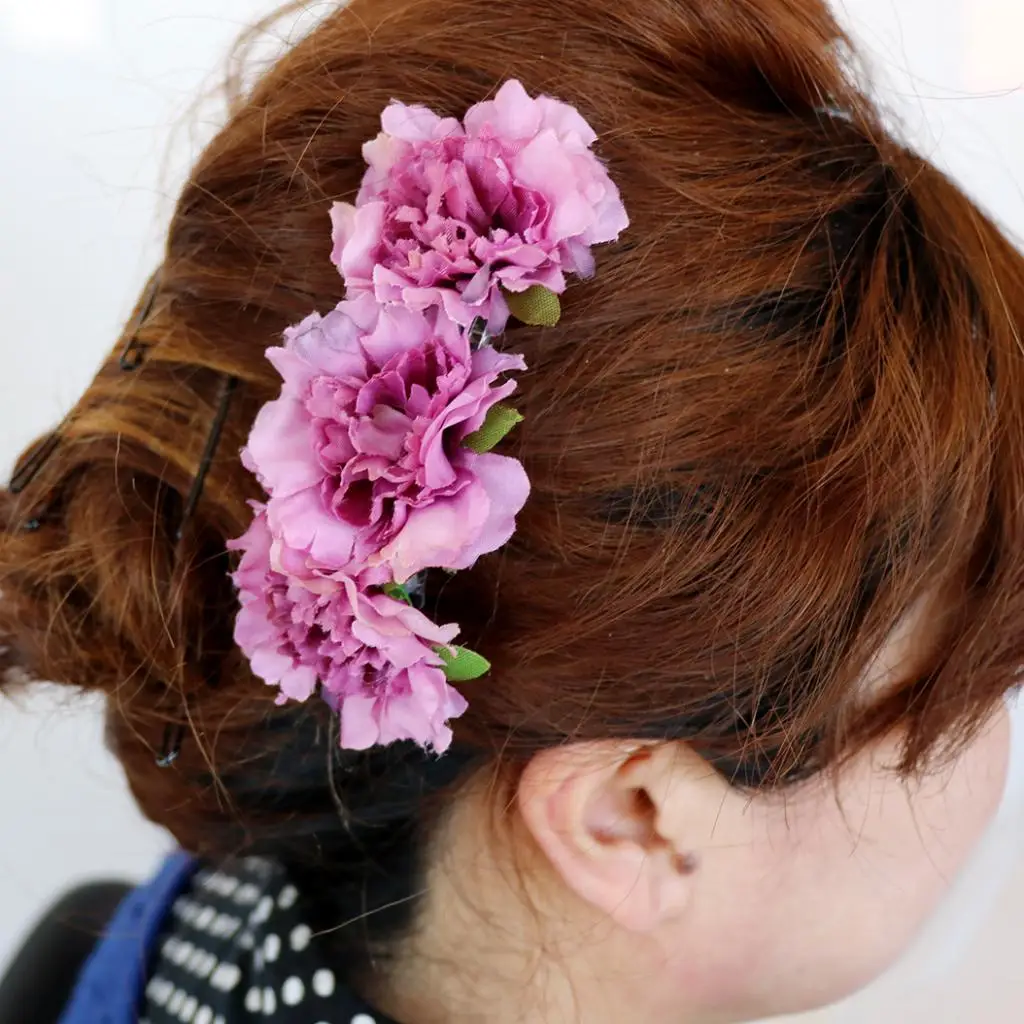  2pcs/Set Vintage Carnation Flower Comb Clip Stylish Hair Pins Headwear Wedding Bridal Accessories