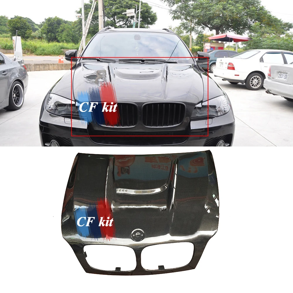 

CF Kit H Style Real Carbon Fiber Car Hood Bonnet For BMW E70 E71 X5 X6 2007-2012 Body Kit Car Styling
