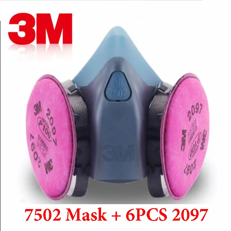 

7 In 1 Suit 3M 7502 Spray Paint Gas mask Industry Protection Respirator With 3M 2097 P100 Mask Fliters Anti Dust Gas Mask