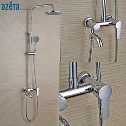 Azeta Ванная комната настенный хромированный осадков набор для душа ванна кран с 8 дюймов Насадки для душа и ручной душ H009