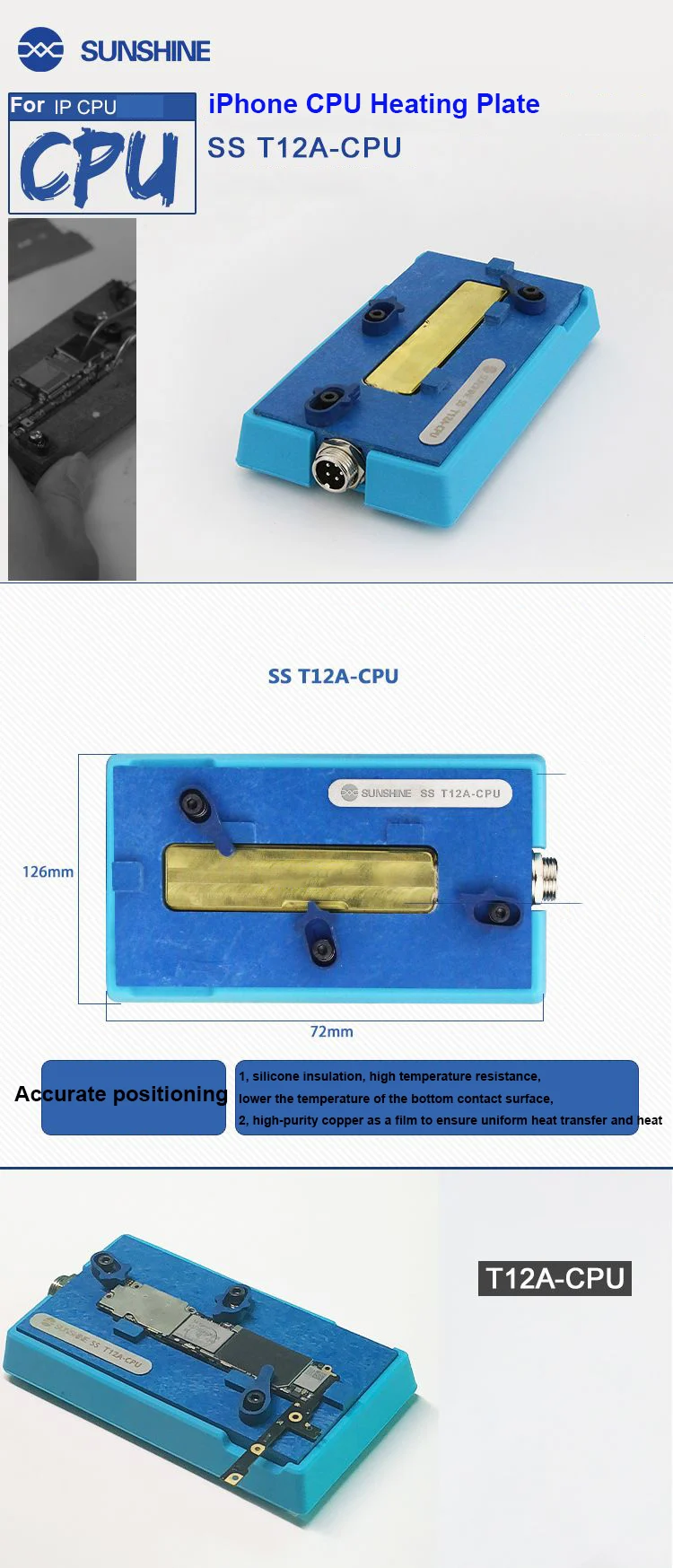 SS-T12A паяльная станция Набор инструмент для ремонта материнской платы для iPhone 6 7 8 X XS MAX мобильный телефон cpu NAND ремонт отопления