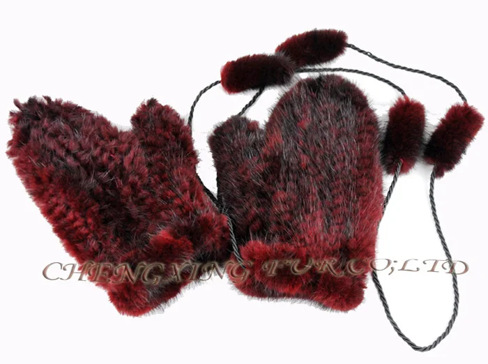 Cx-a-35b однотонные вязаные из натуральной норки Мех животных модные женские туфли glvoes - Цвет: Красный