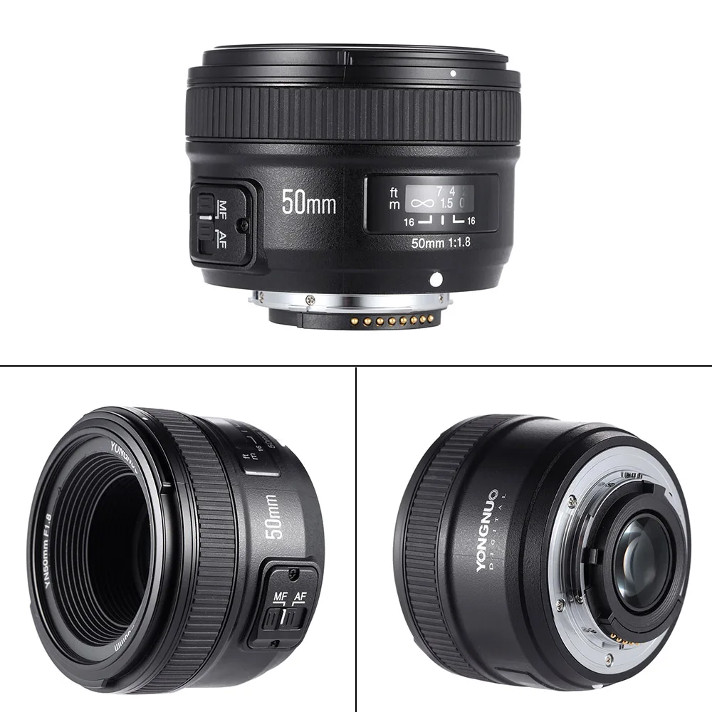 YONGNUO 50 мм объектив YN50MM F1.8 Большая диафрагма Авто фокус для Nikon D5300 D3400 D3200 D3100 D7200 D800