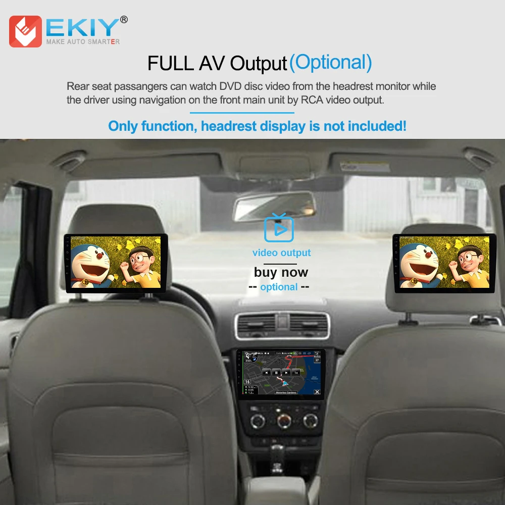 

EKIY RCA Full AV Output Function Support Rear Headrest Monitor (Only for T3/T8/PX5 Car Multimedia Which is with DVD Player)