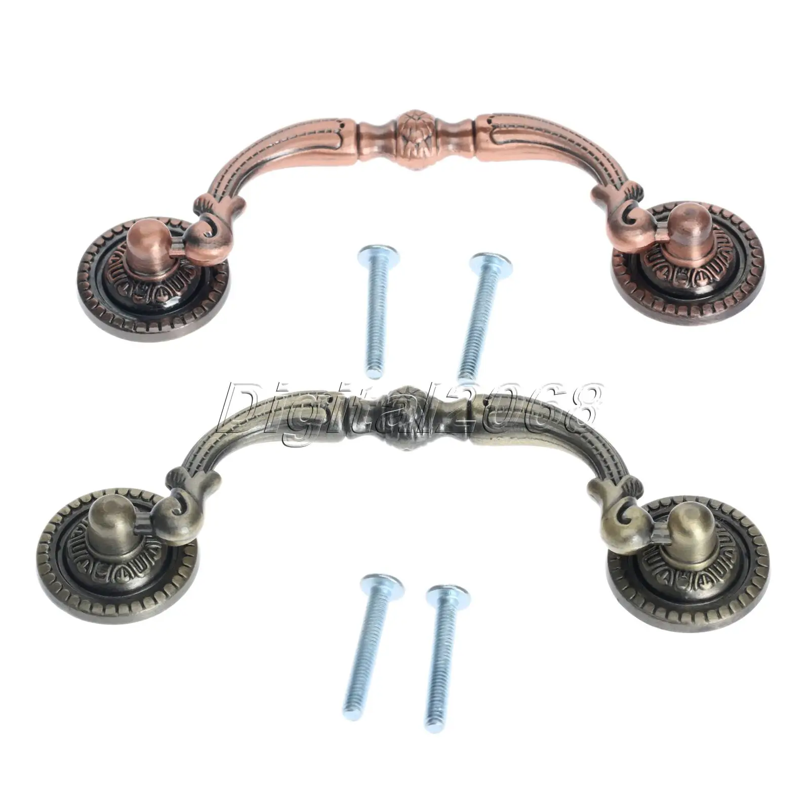 Zinc Alloy Antique Brass 96mm Red / Green Ancient Handle