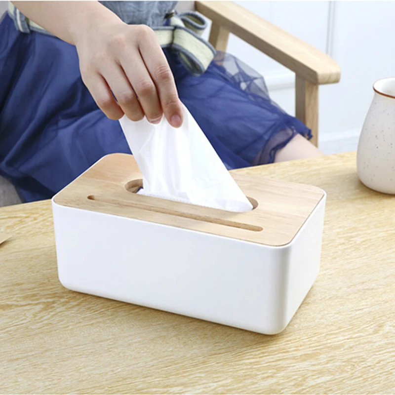 

Oak Wooden Tissue Box Napkin Paper Dispenser Storage Cover Box Tissue Case Container Cell Phone Holder Desk Organizer Home Decor