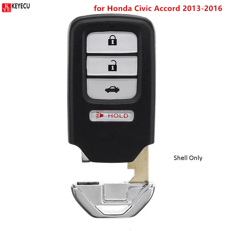 

Keyecu New Replacement Smart Remote Key Shell Case Fob 4 Buttons for Honda Civic Accord 2013 2014 2015 2016 +Insert blade