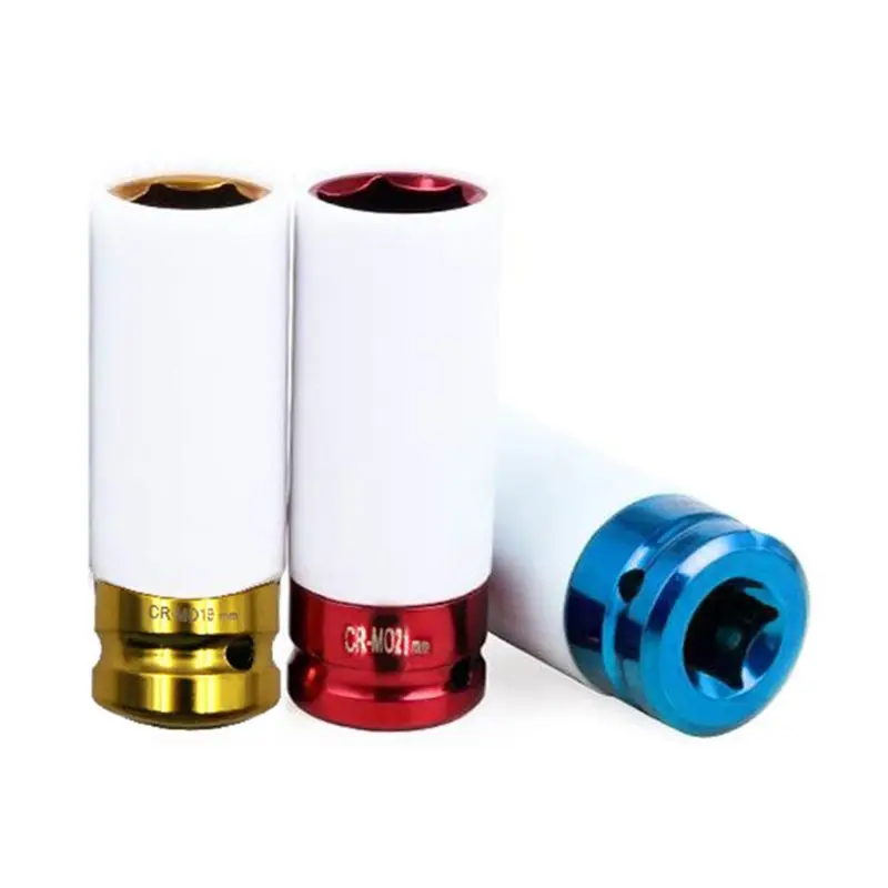 Auto Car 1/2&quot 17mm/0.67in 19mm/0.75in 21mm/0.83in Alloy Thin Wall Wheel Nut Deep Impact Socket Drive Set Gift Box Repair Tools |