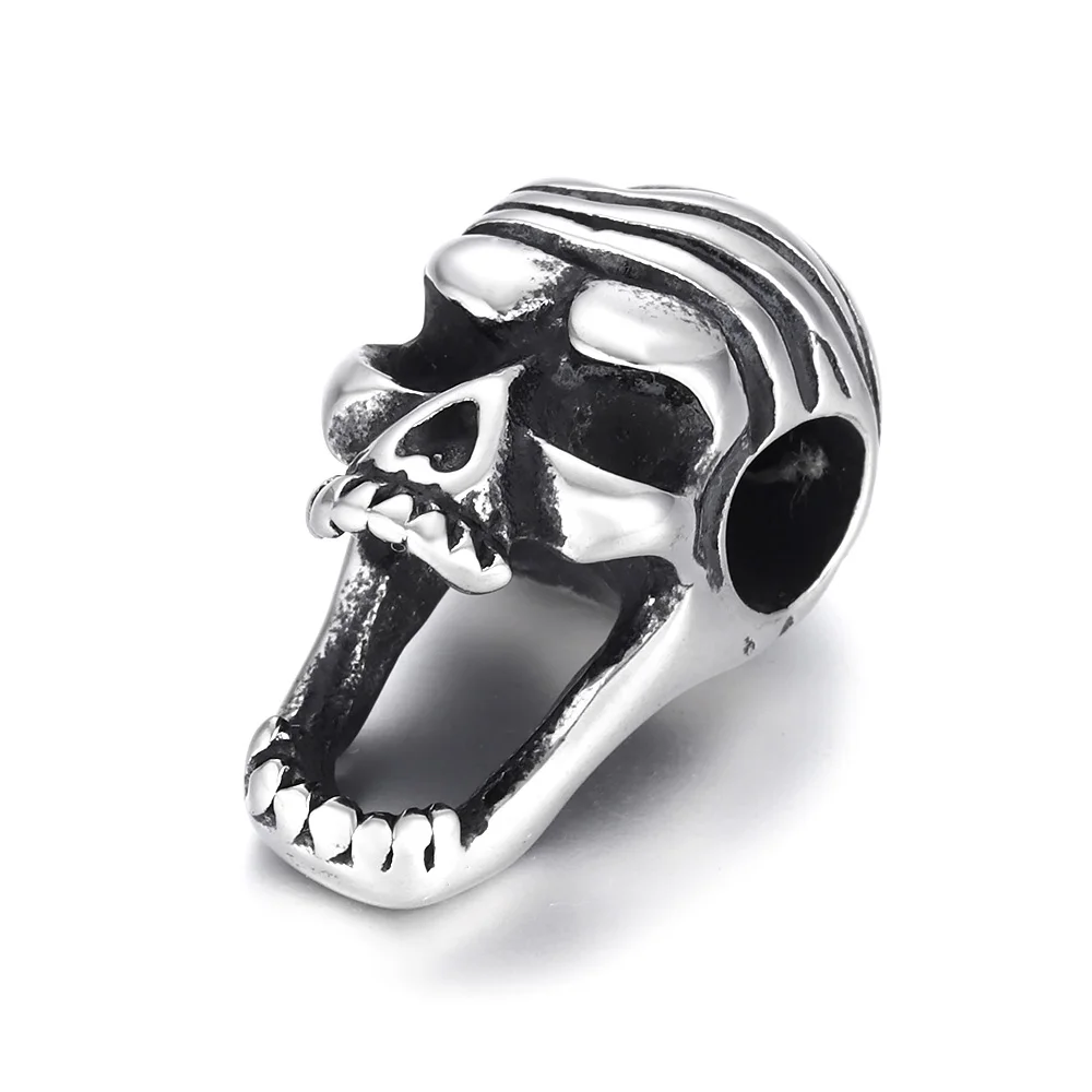 Нержавеющая сталь бусины в форме черепа большое отверстие бусины 6 мм Слайд Подвески DIY Для мужчин браслет расходные материалы для изготовления ручной работы ювелирных изделий - Цвет: Skull bead 10