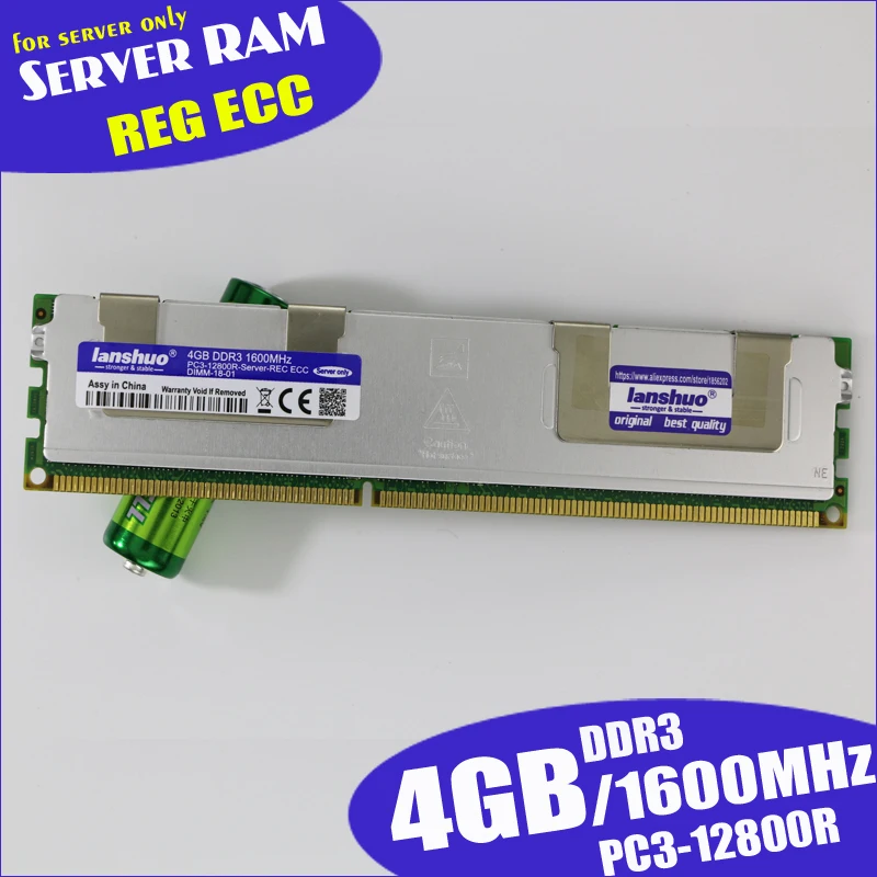 

lanshuo 4GB PC3 12800R DDR3 1600MHz 4G 2Rx4 REG ECC High Quality server memory RAM 100% normal work sell 1333 1866