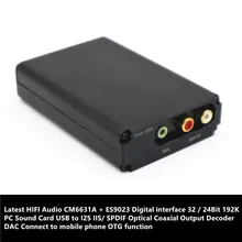 Обновленная версия ES9023+ CM6631A аудио декодер высокой четкости поддерживает usb ПК Android телефон OTG Аудио декодирование 192 кГц/32 бит ЦАП