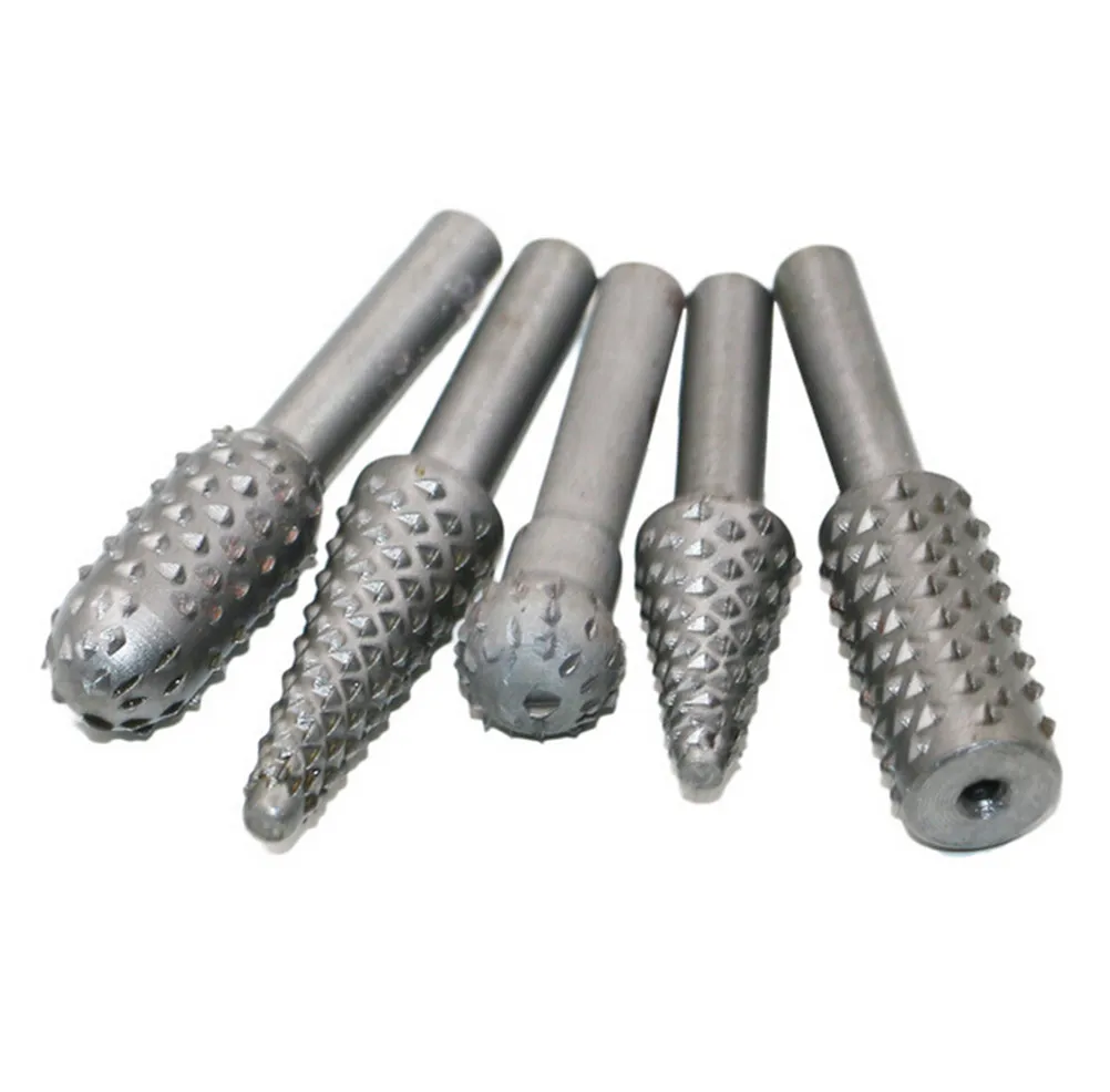 

Hss Drill Woodworking Rasp Chisel Shaped Rotating Embossed Grinding Head Engraving Pattern Cutter Milling Power Tool 5pcs/set