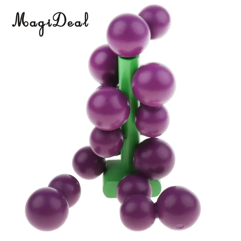 Miniature Simulation Wooden Magnet Connected Fruits Kitchen Food Cutting Kids Children Pretend Play Toy
