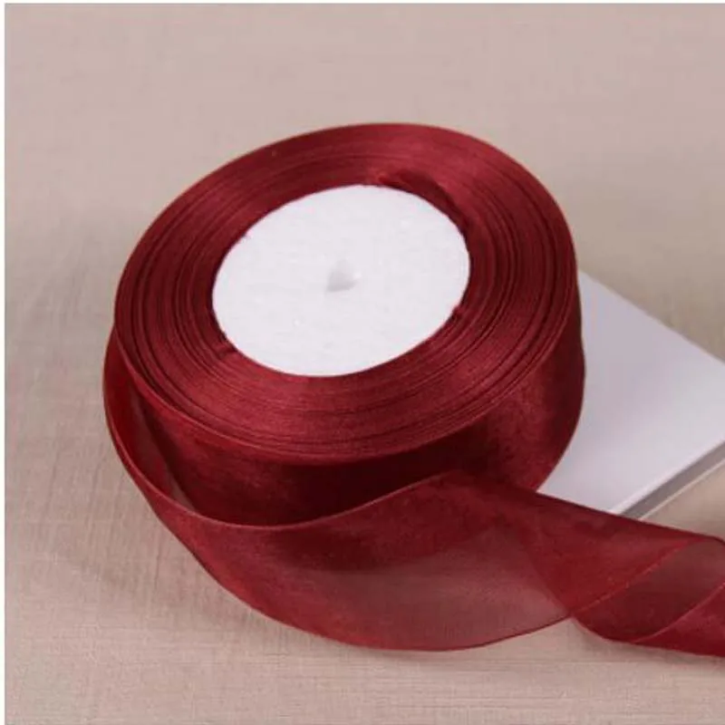3 мм-50 мм винная красная лента из органзы одежда швейная лента аксессуар шифоновая ткань оберточная лента для подарков украшения для свадьбы в стиле Скрапбукинг рулон - Цвет: 40mm 45meters Long