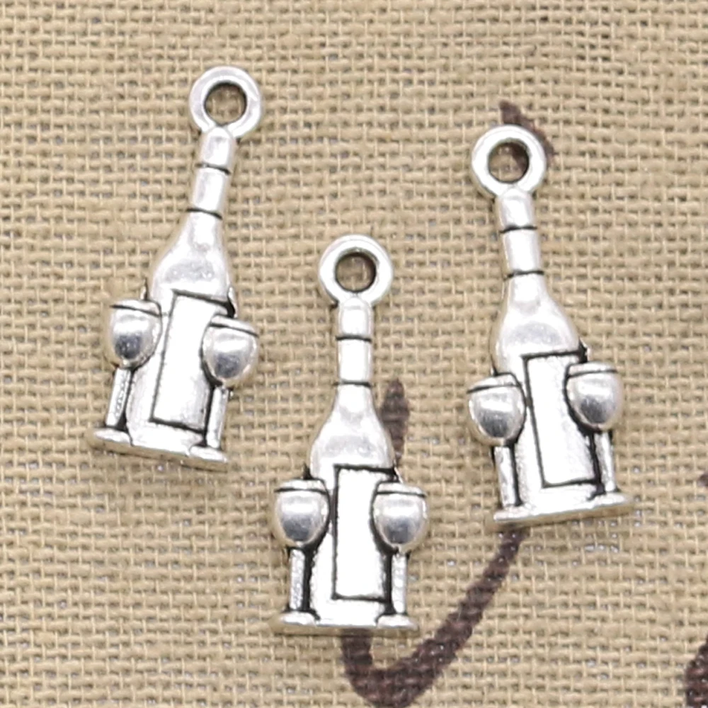 

30pcs Charms Wine Bottle And Glasses 20x18mm Antique Making Pendant fit,Vintage Tibetan Silver color,DIY Handmade Jewelry