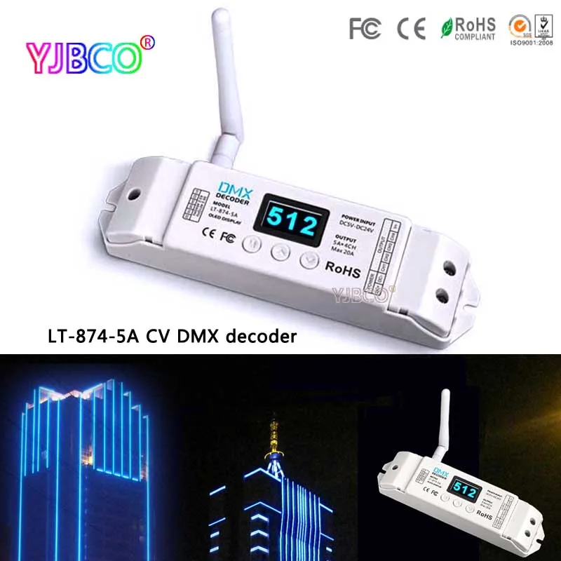 

LT-874-5A CV DMX decoder 5A*4CH MAX 20A With LED Screen and DMX512 signal LT-870 DMX Wireless emitter for led light
