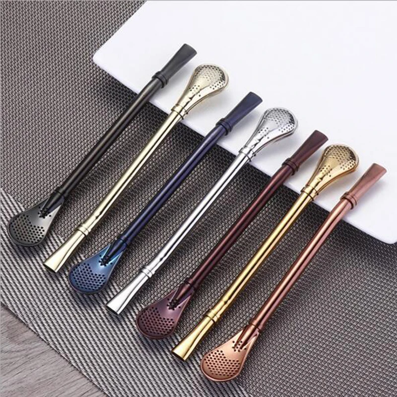 Drinking Straw Tea Filter Yerba Mate Tea Bombilla Straws Stainless Steel Spoon Gourd Reusable Tea Tools Washable Bar Accessories (17)