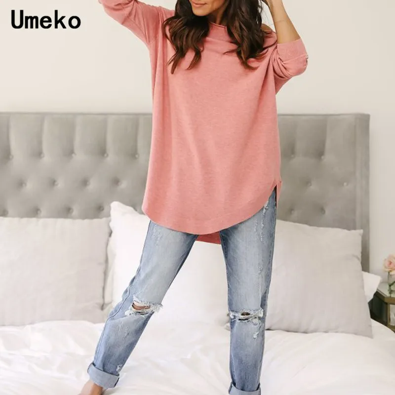 

Umeko Women Summer Tops Polyester Casual Women T-shirts Solid Color t shirt Womens Long Sleeve Tops Plus Size Female Tops