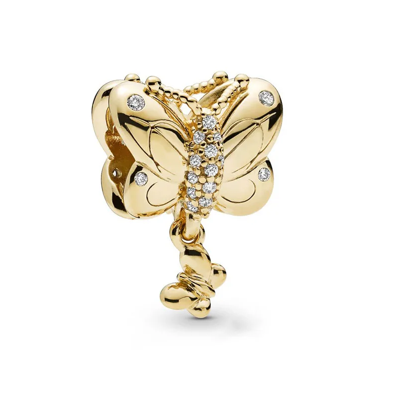 

spring 925 Sterling Silver Shine Decorative Butterfly Charm,Clear CZ,fit Original Pandora Bracelet,Gift for DIY Jewelry Beads