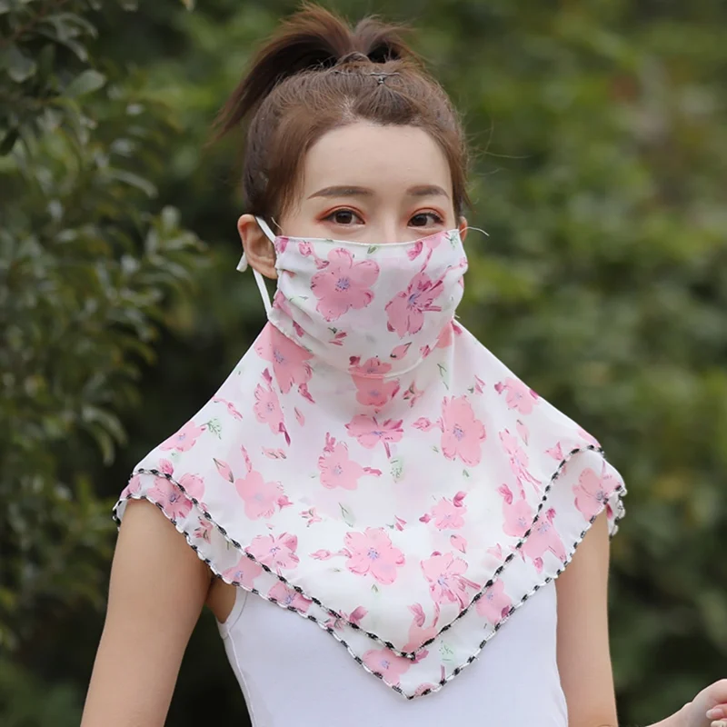 1 Pcs Sunscreen Veil Chiffon Masks UV Shawl Anti Haze Pollen Outdoor Travel Face Dust Thin Neck Protection Summer Female