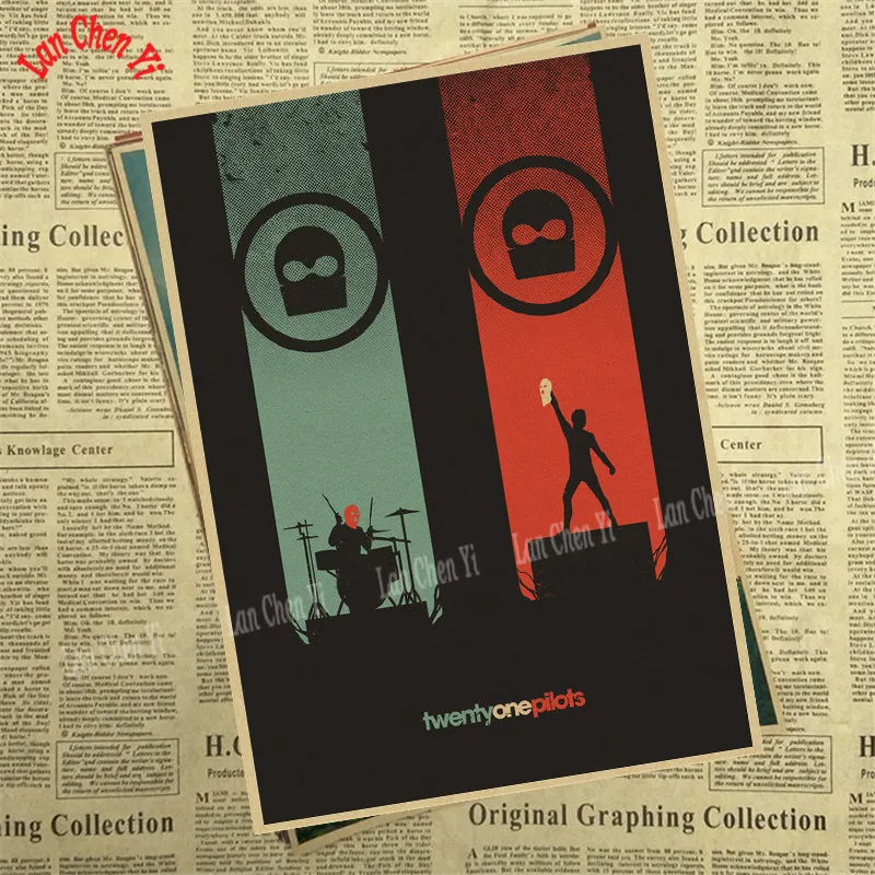 Twenty One Pilots самая популярная Альтернативная рок-группа крафт-бумага плакат настенный стикер домашний декор - Цвет: Красный