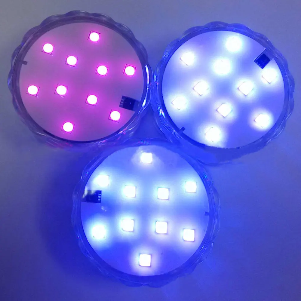 

2018 Hot 10-LED Multi Color Waterproof RGB Submersible LED Light With Romote Control Perfect for lighting up Vases Bottle