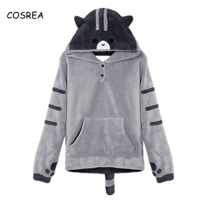 

Maneki Neko Lucky Cat Hoodies Sweatershirts Winter Coat Jacket Woman Cute Cat Thicken Flannel Hoodies for Girls Cosplay Costume