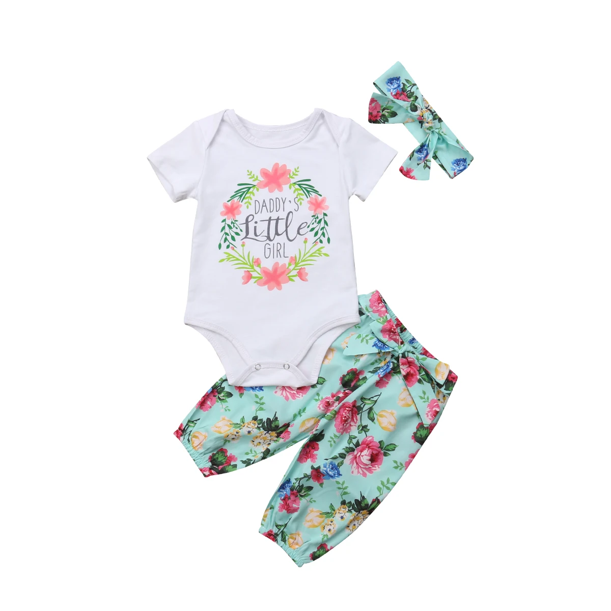 Cute Newborn Infant Kid Baby Girl Clothes Cotton Casual Popular Tops Romper Floral Pants Outfits