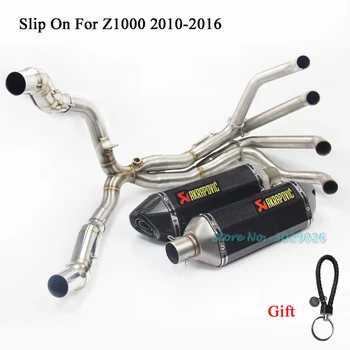

Slip On For Kawasaki Z1000 2010- 2016 Motorcycle Full System with Carbon Fiber Exhaust Escape Muffler Front Middle Pipe Sticker
