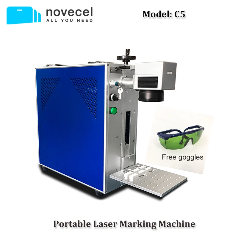 Novecel C5 20W Protable Fiber Laser Marking Machine for Separate Back Cover Glass Laser Metal Engraving