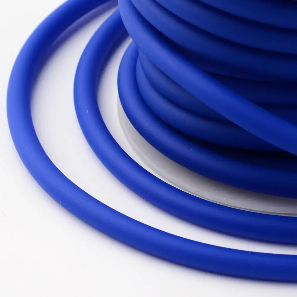 Pandahall 10 м/рулон 5 мм полый силиконовый резиновый шнур, обернутый вокруг белой пластиковой катушки для браслета ожерелье DIY отверстие: 3 мм - Цвет: Синий