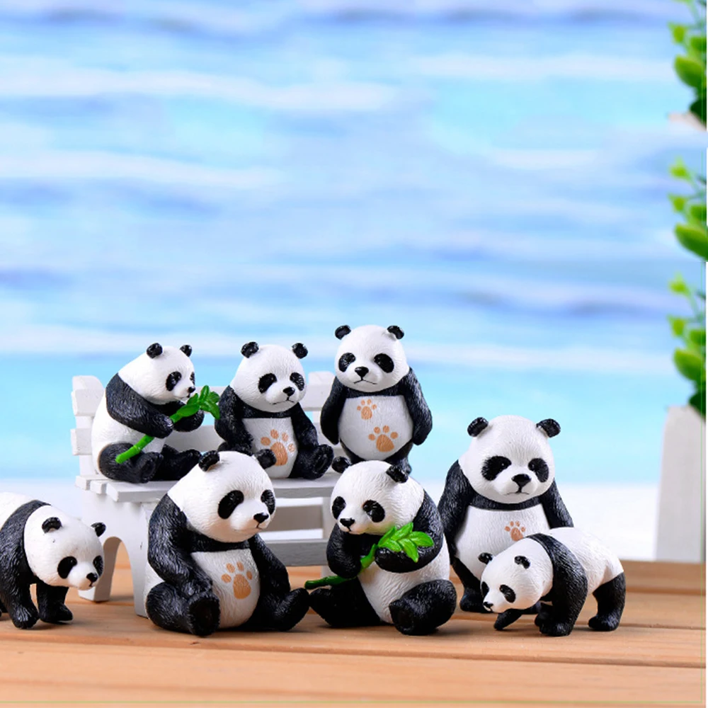 

4/8pcs DIY Craft Panda Moss Micro Landscape Resin Funny Panda Miniature Garden Figurines Desktop Succulents Plant Potted Decor