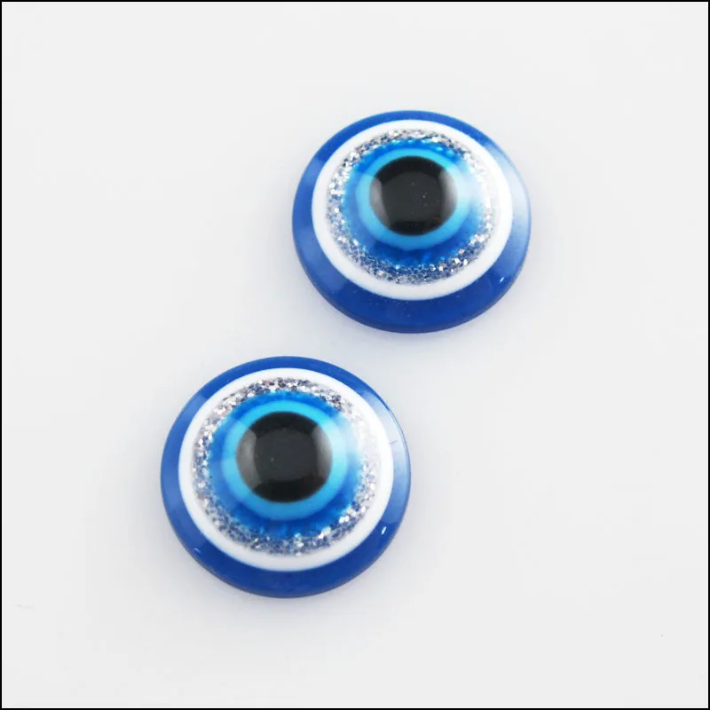 

60Pcs Round Resin White Blue Eye dome cabochons design FlatBack 10mm
