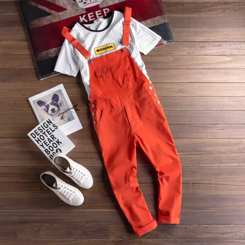 orange and black overalls