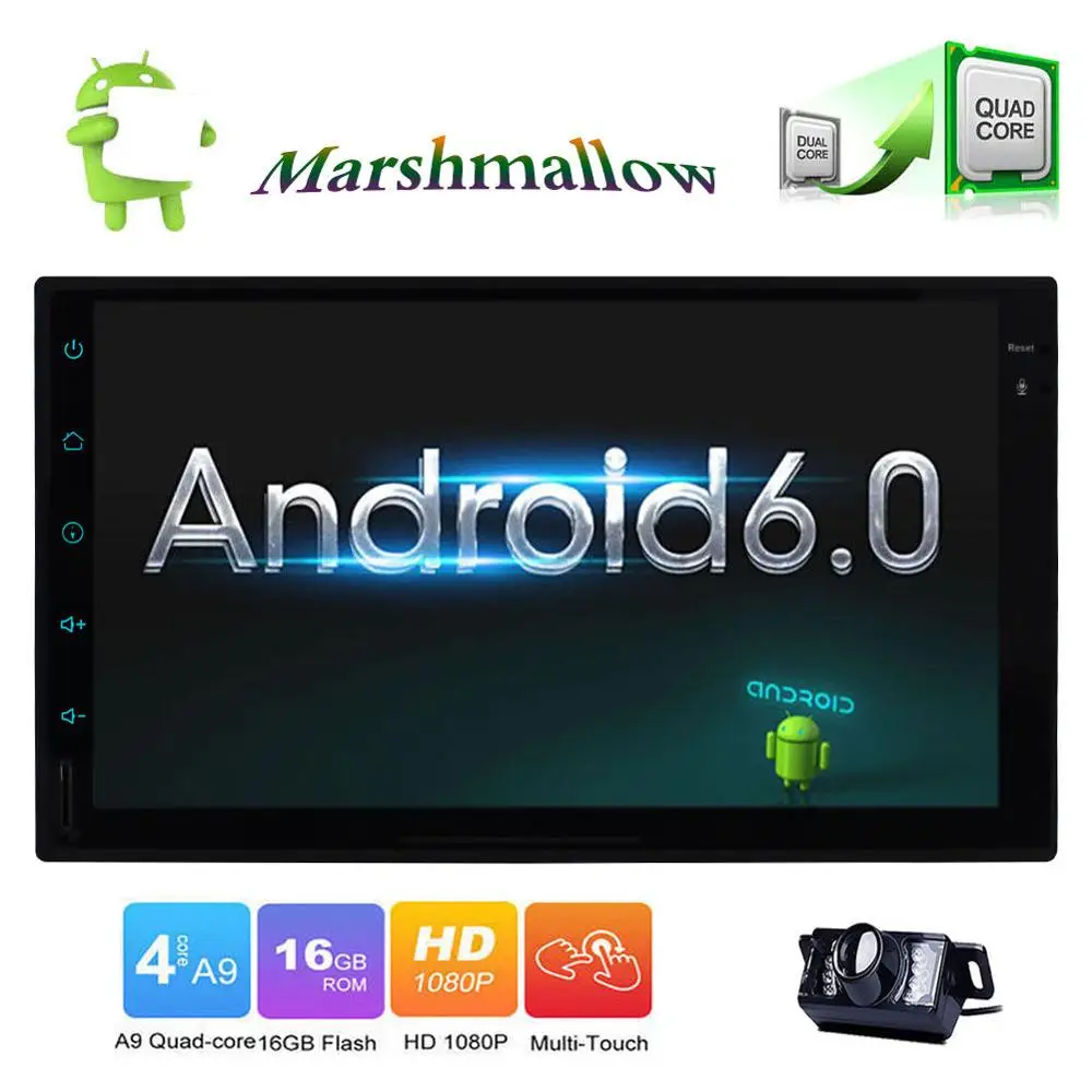 Android 6,0 7 "двойной Din 3G-Wifi автомобиля gps навигации без DVD BT OBD2 радио + камера