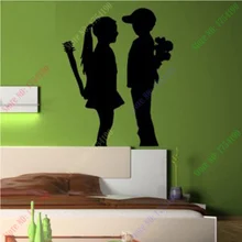 Бэнкси 'мальчик отвечает девочка' граффити уитарт/большое искусство виниловые наклейки на стену домашний декор