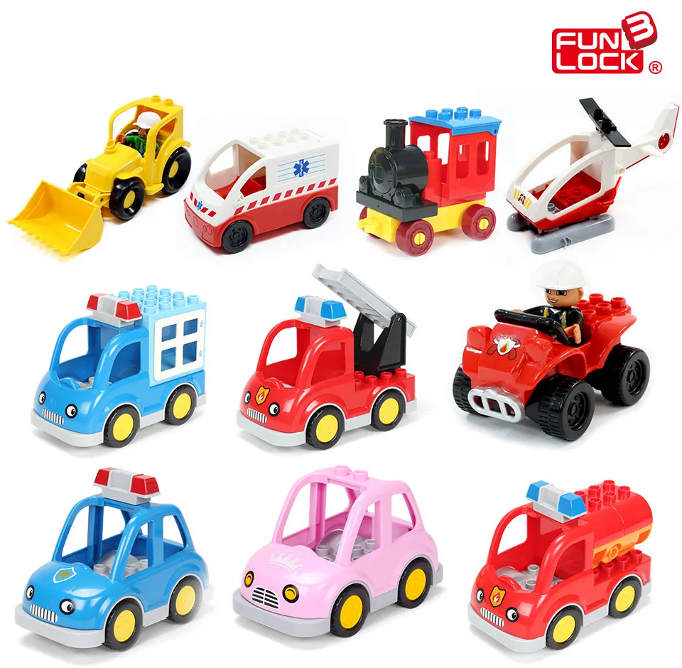 Funlock Duplo Blocks font b Toys b font City Transportation Series Vehicle Bricks Parts Car Bus