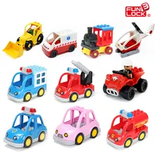 Funlock Duplo Blocks font b Toys b font City Transportation Series Vehicle Bricks Parts Car Bus