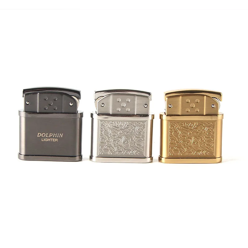 

Cigarette Accessories Fashion New Butane Gas Lighters Vintage Flip Cover Grinding Wheel Metal Lighter Hy-263