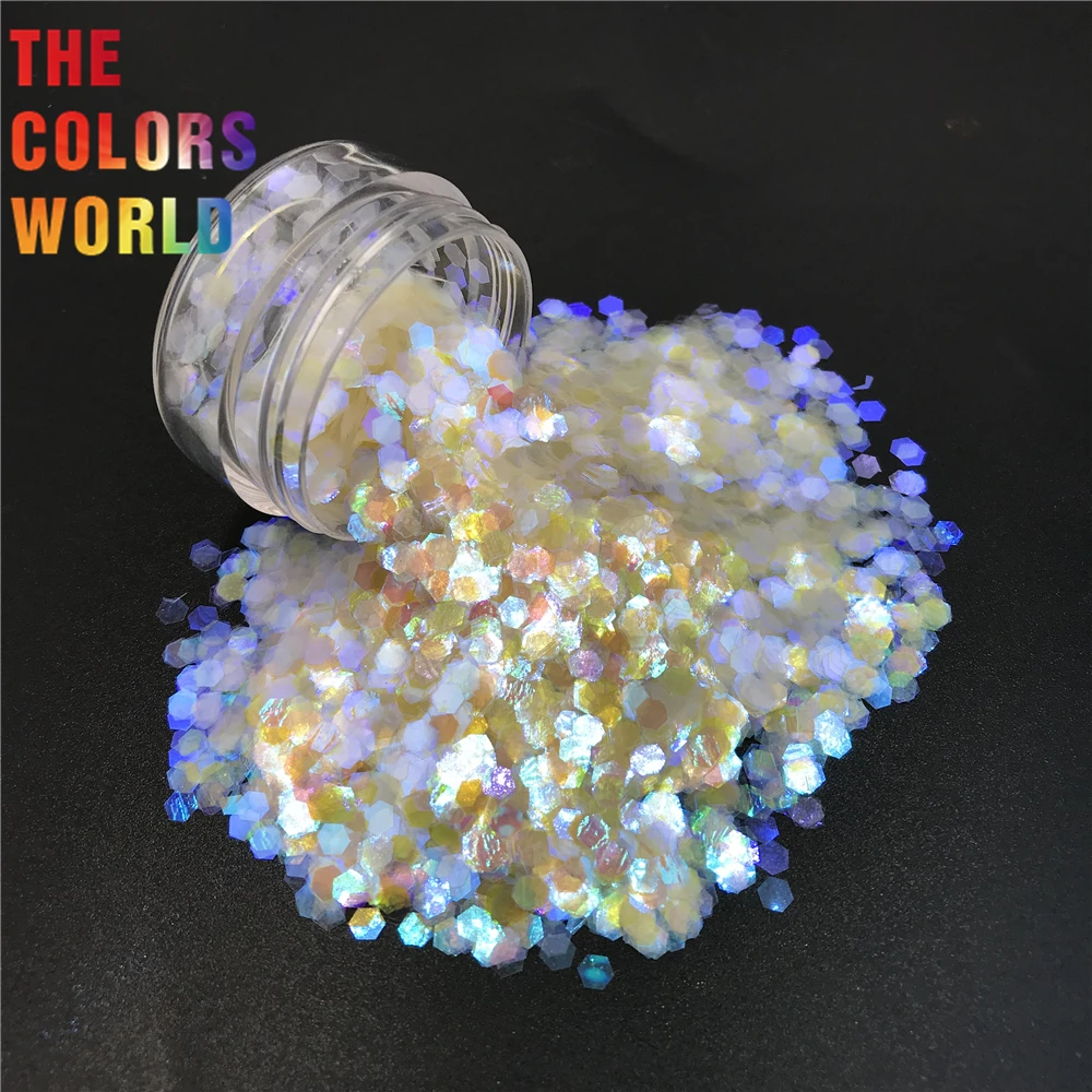 

TCR6324R Iridescent Rainbow White Color With Colorful Hexagon Shape Nails Glitter Nail Art Decoration Makeup Tumbler Accessories