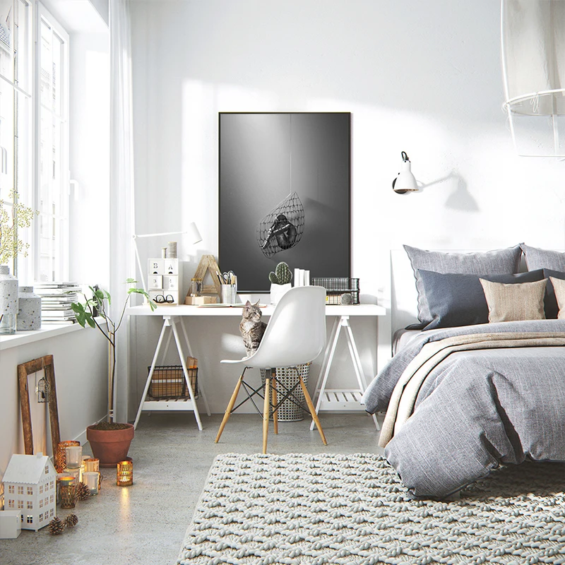 Minimalist Creative Abstract Character Cage Girl A4 Canvas Painting Art Print Poster Picture Wall Paintings Home Decoration | Дом и сад