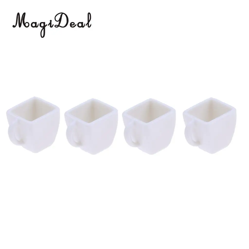 4Pcs 1/12 Miniature Milk Tea Coffee Wine Cups Mugs Dollhouse Tableware for Dollhouse Restaureant Living Room Furniture Decor