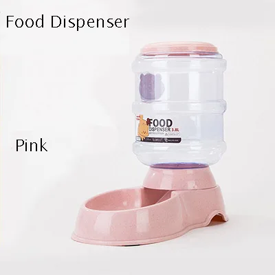 3.8л автоматическая кормушка для домашних животных большой дозатор воды для собак поилка для кошек большая емкость дозатор для собак - Цвет: Pink Food Dispenser