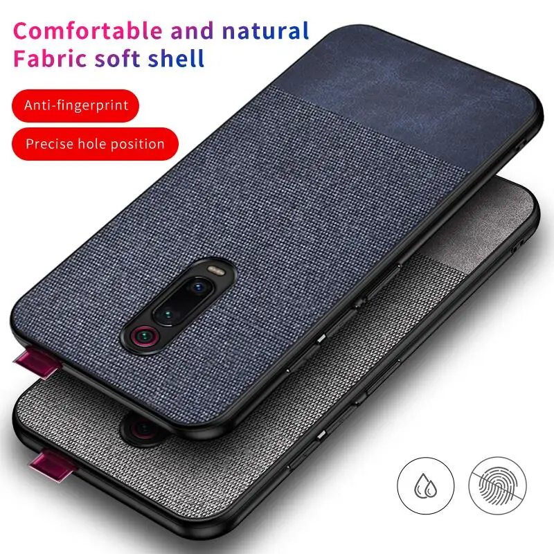 

For Xiaomi Redmi K20 Pro Case Soft silicone edge + Cloth texture Skin Comfortable protect Back Cover Case for xiaomi redmi k20