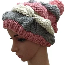 BomHCS осень зима Цветочная шляпа прыщи ручной работы вязаная шапка Уличная мода шапочки уличные Лыжные шапки