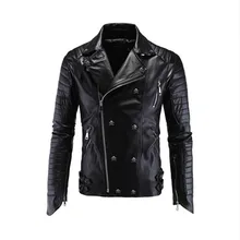 Мужская кожаная куртка с отложным воротником Jaqueta De Couro Masculina из искусственной кожи мужские кожаные куртки с черепом в стиле панк Veste Cuir Homme